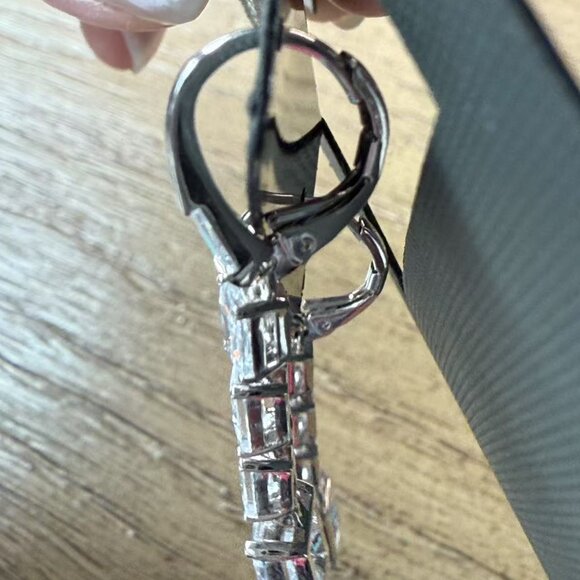 ADRIANA ORSINI New Rhodium Plated & Cubic Zirconia Linear Drop Earrings - Picture 4 of 6